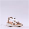 Oh My Sandals Low Wedge Strappy Sandal - White Combi